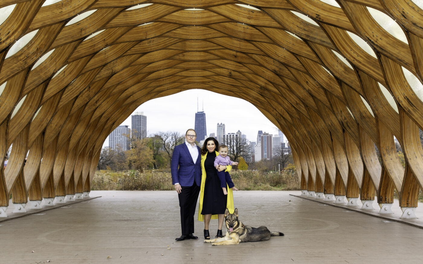 family portrait at chicago's Lincoln Park honeycomb